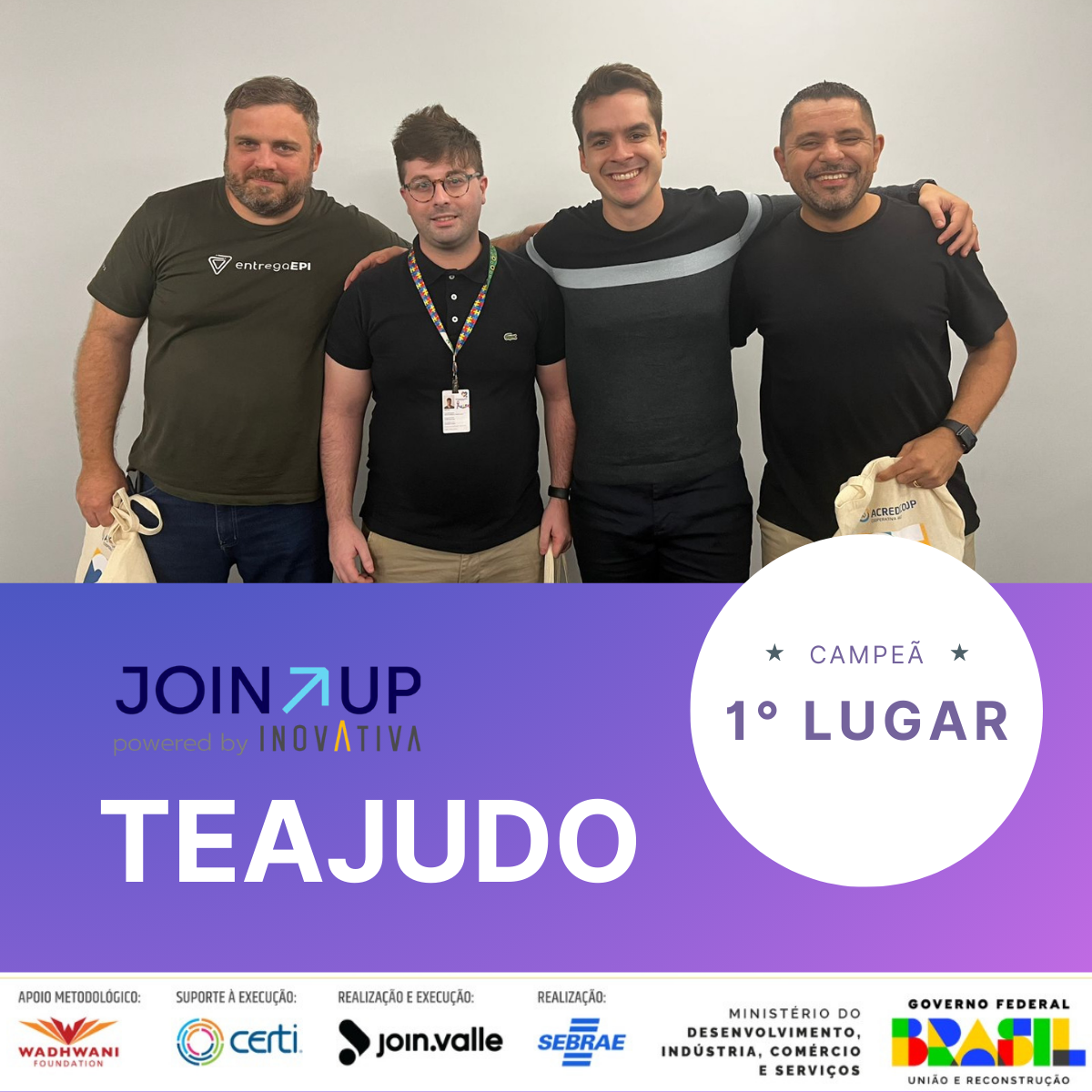 TEAjudo é Campeã do Join.Up powered by InovAtiva! 🏆